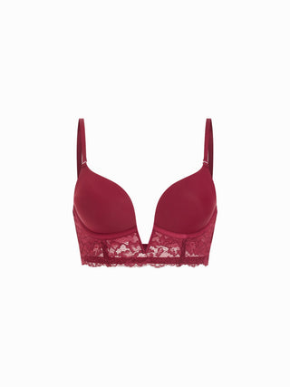 Jersey Lace V-Neck Underwire Plunge Bralette For Home Bedroom