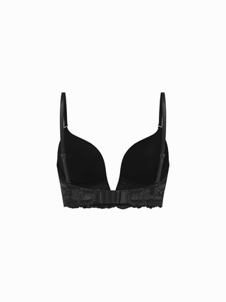 Jersey Lace V-Neck Underwire Plunge Bralette For Home Bedroom