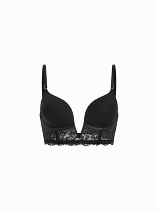 Jersey Lace V-Neck Underwire Plunge Bralette For Home Bedroom