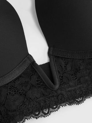 Jersey Lace V-Neck Underwire Plunge Bralette For Home Bedroom
