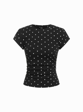 Cotton-blend Ruched Short Sleeve Tee