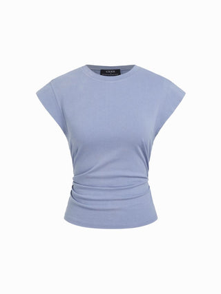 Cotton Sleeveless Ruched Tee