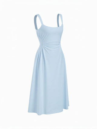 Scoop Neck Ruched A-line Midi Dress