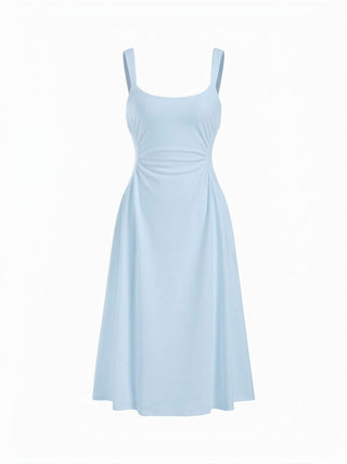 Scoop Neck Ruched A-line Midi Dress