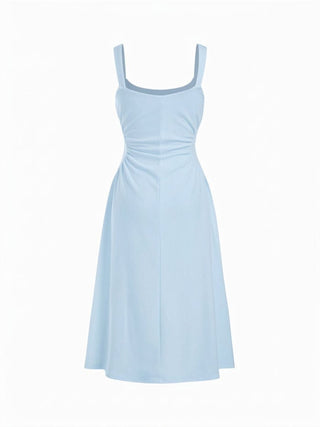 Scoop Neck Ruched A-line Midi Dress