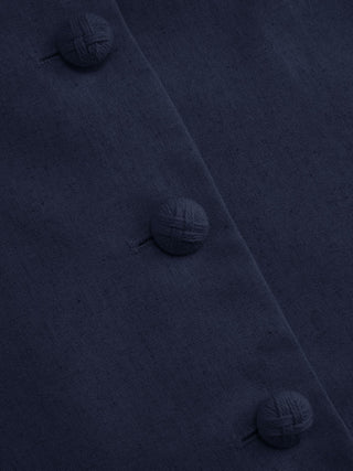 Linen-blend Linen-blend Braided Button Back Belt Square Neck Mini Dress For Daily Casual Work