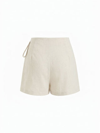Linen-blend Wrap Front A-line Split Mini Skort