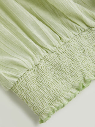 Woven Textured Square Neckline Applique Shirred Ruffle Cami Blouse For Daily Casual Vacation