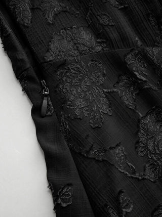 Jacquard Floral Tie Back A-line Maxi Dress