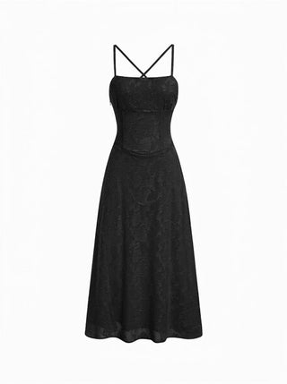 Jacquard Floral Tie Back A-line Maxi Dress