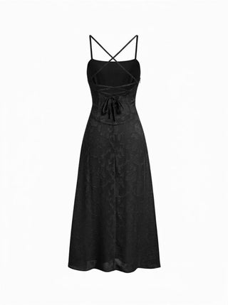 Jacquard Floral Tie Back A-line Maxi Dress