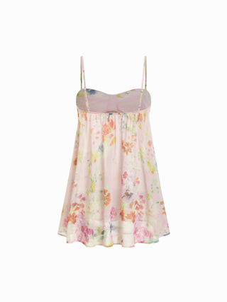 Chiffon Leopard Bowknot Oversized Mini Nightdress
