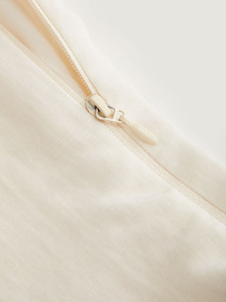 Linen-blend Stand Collar Short Sleeve Cut Out Contrasting Binding Blouse