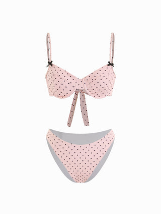 Sweetheart Polka Dot Underwire Cheeky Bikini Set