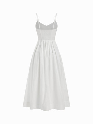 Cotton V-neck A-line Midi Dress