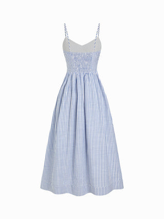 Cotton V-neck A-line Midi Dress