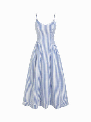 Cotton V-neck A-line Midi Dress