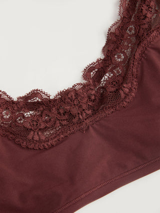 Jersey Jersey U-neckline Lace Trim Lingerie Set For Bedroom