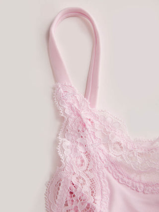 Jersey Jersey U-neckline Lace Trim Lingerie Set For Bedroom
