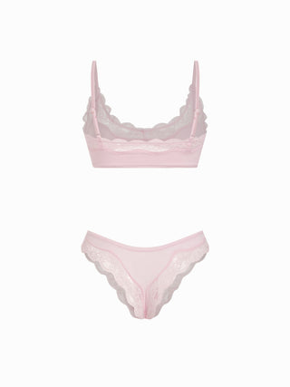 Jersey Jersey U-neckline Lace Trim Lingerie Set For Bedroom