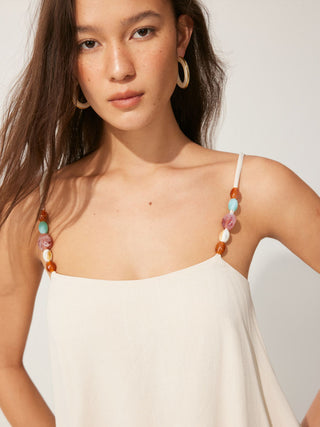 Linen-blend Asymmetrical Cami Top & Mid Rise Wide Leg Oversized Trousers Set