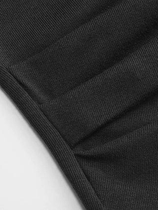 Knit Fabric Cowl Neck Ruched Asymmetrical Hem Cami Top