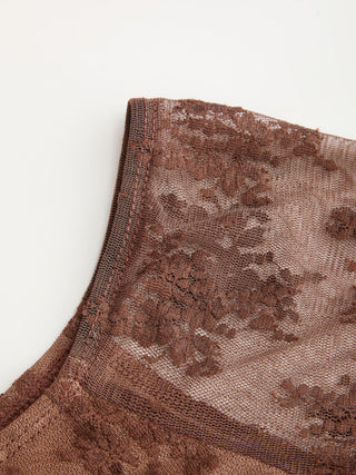 Lace Lace Floral Off-shoulder Long Sleeve Lettuce Trim Top For Daily Casual Date