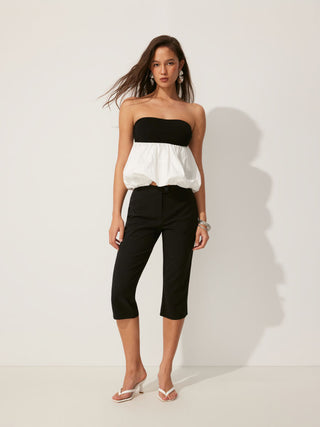 Mid Rise Solid Legging Capri Pants