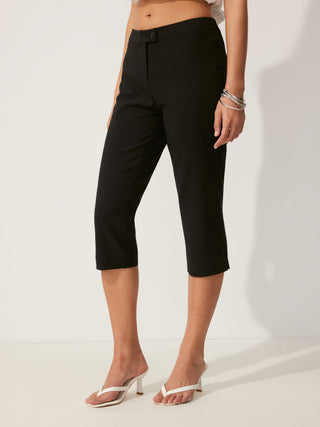 Mid Rise Solid Legging Capri Pants