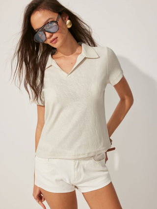 Cotton-blend Polo Collar Short Sleeve Tee