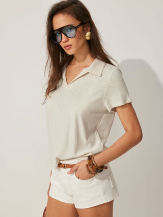 Cotton-blend Polo Collar Short Sleeve Tee