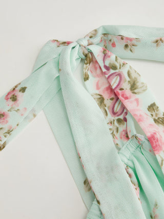 Mesh Mesh Floral Bowknot Cami Top & Mid Rise Maxi Skirt Set For Vacation
