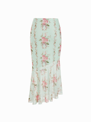 Mesh Mesh Floral Bowknot Cami Top & Mid Rise Maxi Skirt Set For Vacation