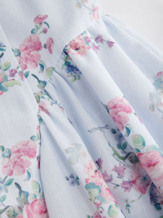 Textured Sculptural Floral Sweetheart Floral High Rise Flared Midi Dress