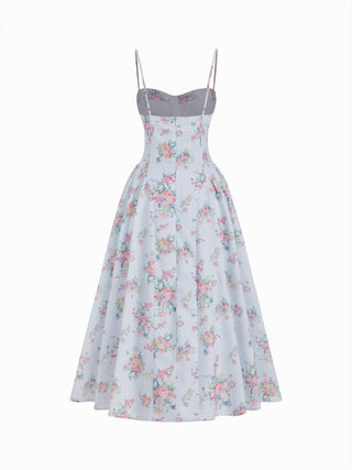 Textured Sculptural Floral Sweetheart Floral High Rise Flared Midi Dress