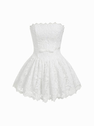 Lace Strapless Bowknot Flared Mini dress