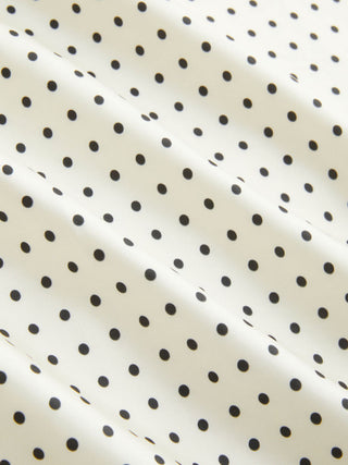 Satin Polka Dot V-neck Lace Panel Mermaid Maxi Dress