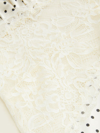 Satin Polka Dot V-neck Lace Panel Mermaid Maxi Dress