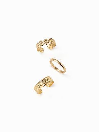 3PCS FLOWER TOE RING SET