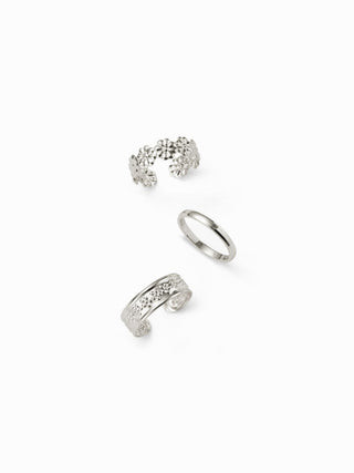 3PCS FLOWER TOE RING SET