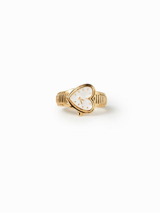 HEART & CLOCK PENDANT OPEN RING