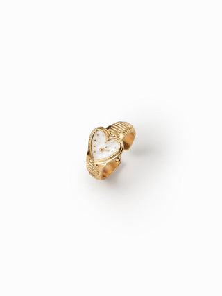 HEART & CLOCK PENDANT OPEN RING