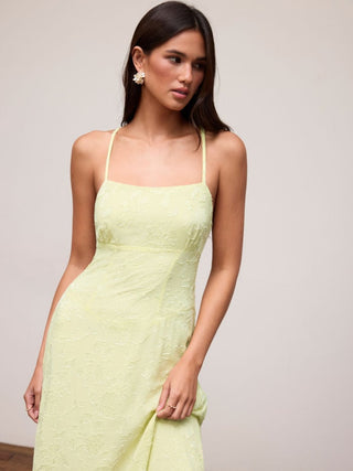 Jacquard Floral Tie Back A-line Maxi Dress