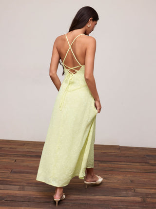 Jacquard Floral Tie Back A-line Maxi Dress