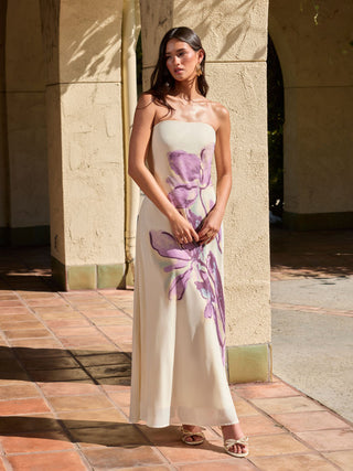 Chiffon Chiffon Bandeau Floral Backless Mermaid Maxi Dress For Daily Casual Vacation
