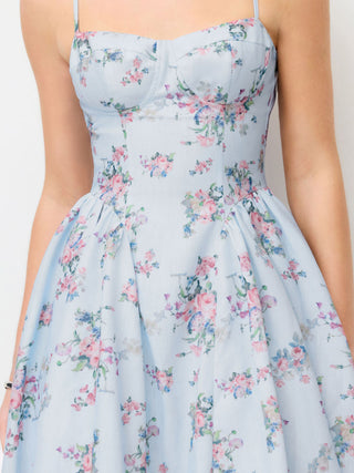 Textured Sculptural Floral Sweetheart Floral High Rise Flared Midi Dress