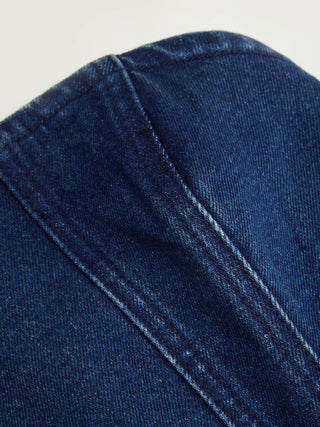 Stretch Denim Strapless Peplum Hem Bandeau Top