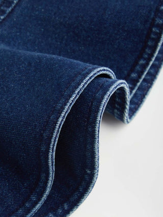 Stretch Denim Strapless Peplum Hem Bandeau Top