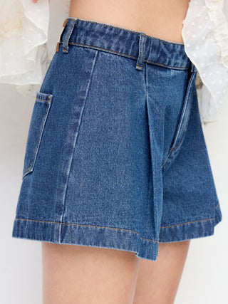 Denim Mid Rise Wide Leg Shorts