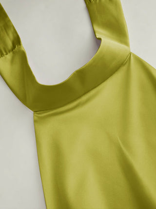 Satin Halter Neck Wrap High Rise Mermaid Maxi Dress